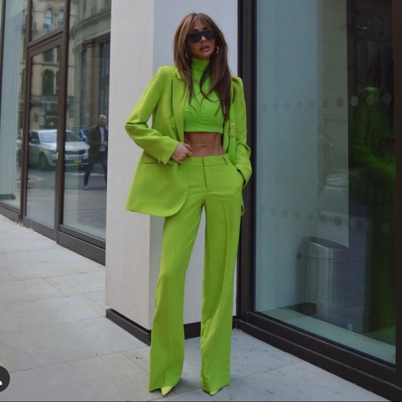 Zara Pants & Jumpsuits Zara Full Length Pants Lime Green Poshmark